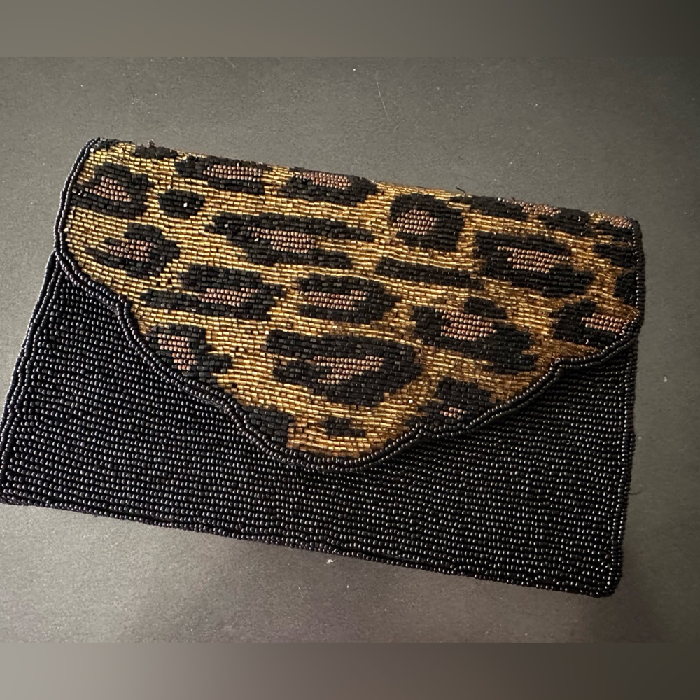 Beaded animal print clutch/evening bag